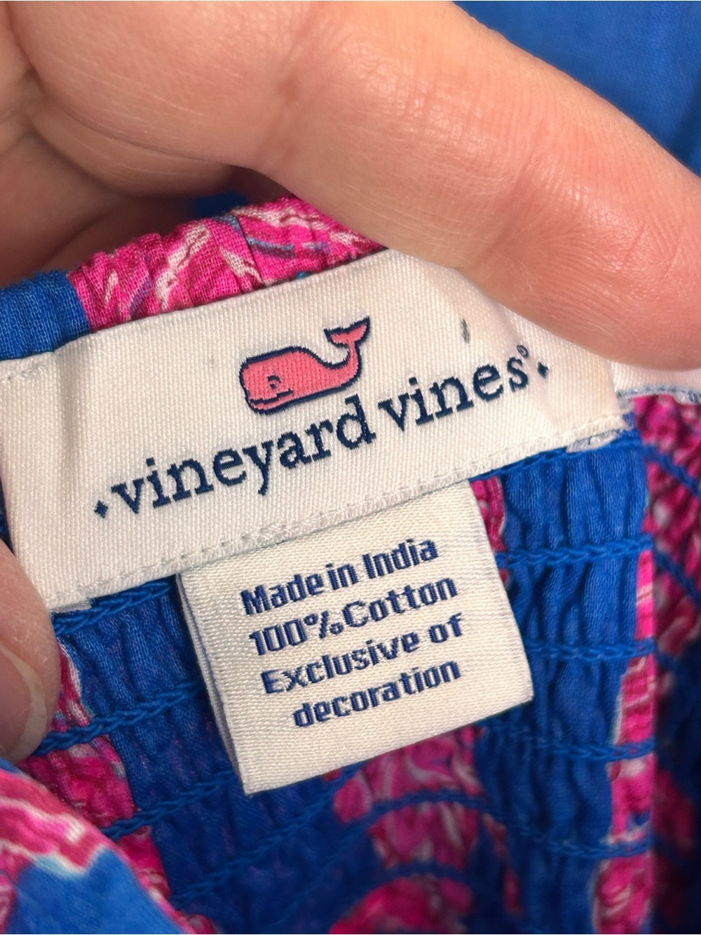 Vineyard Vines Palm Print Maxi Dress Sz 4 Blue Pink Strappy Tropical Boho Summer - Picture 7 of 9